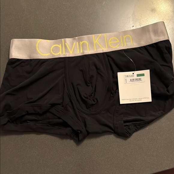 Calvin Klein Black Low Rise Trunk / Boxer Briefs with Silver Waistband - Picture 1 of 5